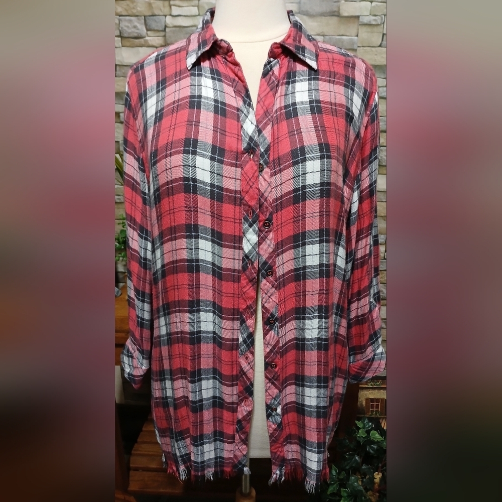 Hester & Orchard Soft Flannel Plaid W/Fringe Large Western Cottagecore - Picture 2 of 6